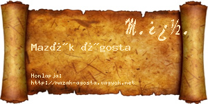 Mazák Ágosta névjegykártya